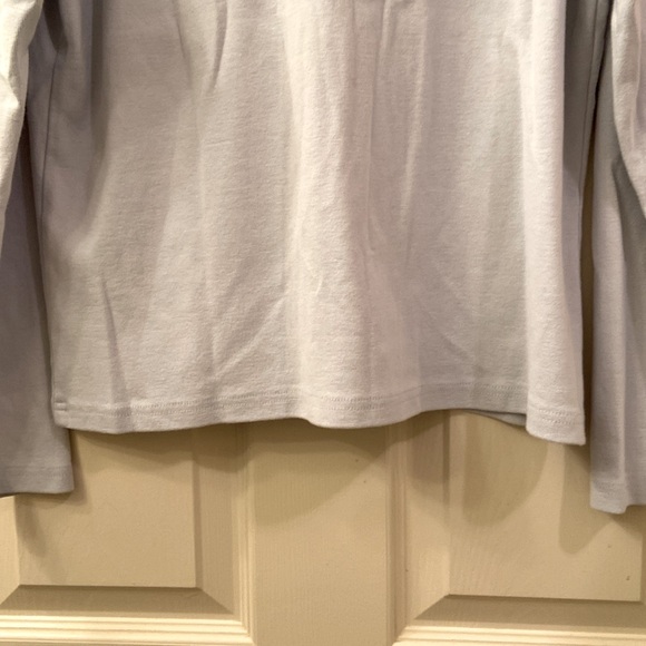 LL Bean Cardigan Sweater Pale Blue Lightweight Navy Trim Cotton Buttons WM SZ M - Picture 11 of 13